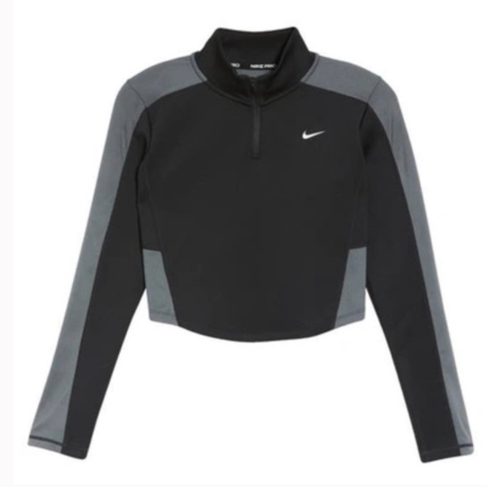 Nike Pro Cropped Quarter Zip Black L - Picture 2 of 8